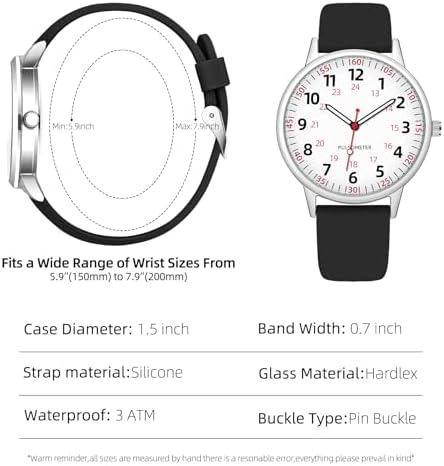 Nurse Watch For Women Waterproof Analog Silicone Watch With Second Hand Nursing Watch