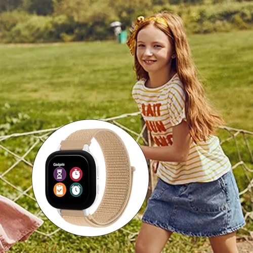 Nylon Band Compatible With Gizmo Watch 3 2 1 / Gabb Watch 20mm Breathable Hook Loop Verizon Gizmo Watch Band Strap Replacement Gabb Watch Bands For Girls And Boys (Milk Tea)
