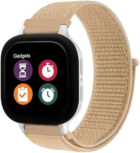 Nylon Band Compatible with Gizmo Watch 3 2 1 / Gabb Watch 20mm Breathable Hook Loop Verizon Gizmo Watch Band Strap Replacement Gabb Watch Bands for Girls and Boys (Milk Tea)
