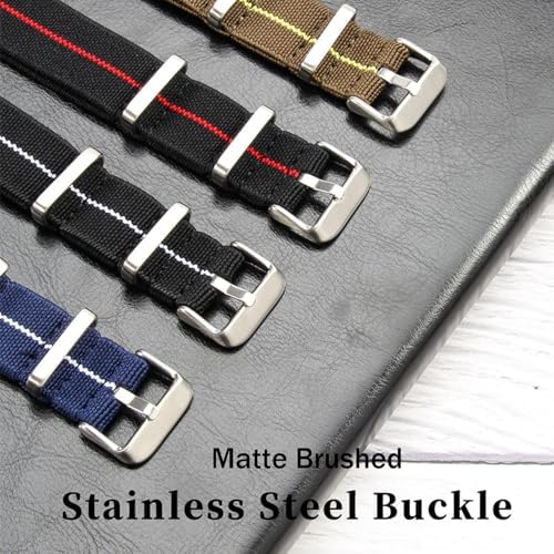 Nylon Elastic Watch Strap Military Parachute Style Watch Band 18mm 20mm 22mm Premium Striped Nylon One-Piece French Paratrooper Watchband Smartwatch Band Replacement Strap For Men Women