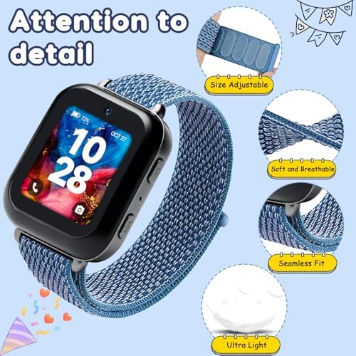 Ottpluscase For 2 Pack Bark Watch Bands Nylon Replacement Strap Breathable Kids Children Adjustable Braided Wristband