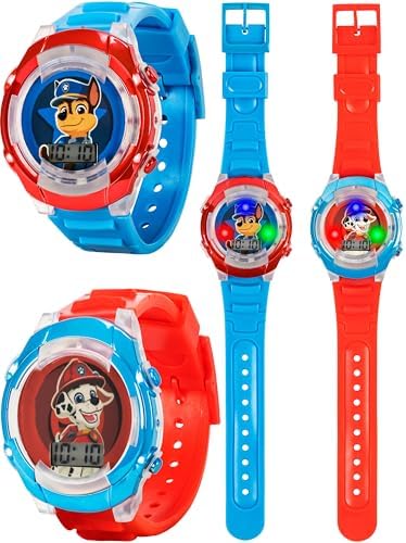 Paw Patrol Kids' Flashing LED Light-Up Feature - LCD Watch Set - Chase and Marshall Digital Watches