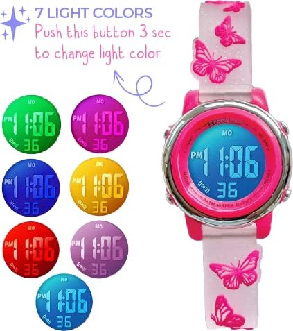 Preschool Collection Kids Digital Light Up Watch - Monster Trucks Dinosaurs Shark Unicorn Butterfly Spider - Girls Boys Children School