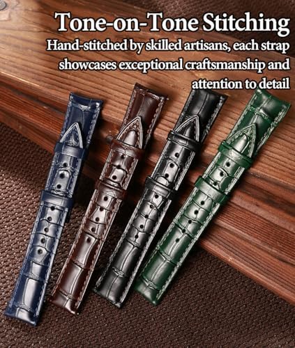 REZERO Leather Watch Bands For Men Quick Release Watch Straps Luxury Italian Alligator Grain Embossed Band Replacements 19mm 20mm 21mm 22mm