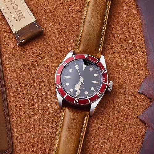 Ritche Christmas Gift Quick Release Leather Watch Bands Genuine Watch Straps For Men Women Top Grain Leather Watch Strap White Elephant Gifts Stocking Stuffers For Men Father's Day Gifts