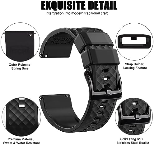 Ritche Christmas Gift Silicone Watch Bands 18mm 20mm 22mm 24mm Quick Release Rubber Watch Bands For Men White Elephant Gifts Stocking Stuffers For Men