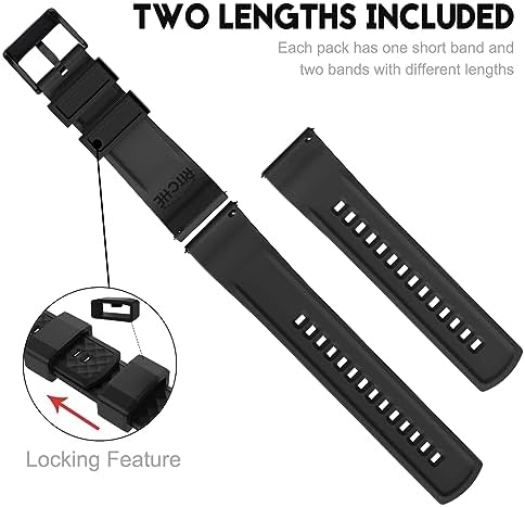 Ritche Christmas Gift Silicone Watch Bands 18mm 20mm 22mm 24mm Quick Release Rubber Watch Bands For Men White Elephant Gifts Stocking Stuffers For Men