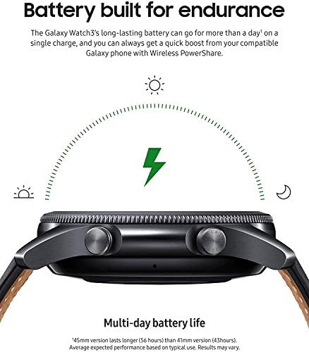 Samsung Galaxy Watch 3 (45mm GPS Bluetooth) Smart Watch With Advanced Health Monitoring Fitness Tracking And Long Lasting Battery - Mystic Black (Renewed)