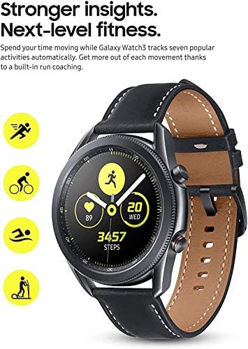 Samsung Galaxy Watch 3 (45mm GPS Bluetooth) Smart Watch With Advanced Health Monitoring Fitness Tracking And Long Lasting Battery - Mystic Black (Renewed)