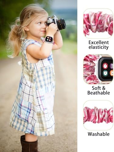 Scrunchie Band Replacement For Kids Compatible With Gizmo Gabb Watch 3/2/1 For SyncUP Kids Watch Specially Designed For Children Cute Girls Printed Elastic Strap For Girls Child(Pink)