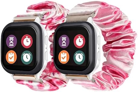 Scrunchie Band Replacement for kids Compatible with Gizmo Gabb Watch 3/2/1 for SyncUP Kids Watch Specially designed for children Cute Girls Printed Elastic Strap for Girls child(Pink)