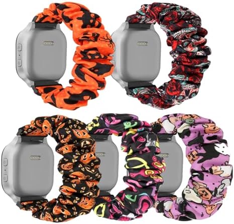 Scrunchie Bands Compatible with Gizmo Watch 3 2 1 Gabb Watch 3 2 1 and SyncUP Kids Watch 20mm Cute Stretchy Solo Loop Gizmo Watch Band for Kids Boys Girls (5 Pack)