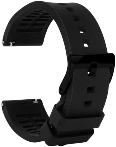 Silicone Watch Band for Men - Black Quick Release Watch Band for Women Soft - Waterproof Smart Watch Bracelet Clasp - Correa de Silicona para Reloj Replacement - 18mm 19mm 20mm 21mm 22mm 24mm