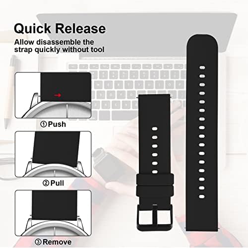 Silicone Watch Bands Quick Release Waterproof Soft Rubber Replacement Straps With Silver Plated Stainless Steel Buckle Compatible With Smart Watch Sport Watch For Men Women