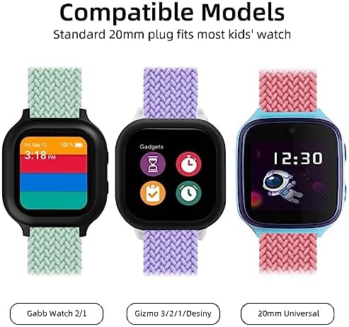 SimpleThings 3 件装表带替换件 兼容 Gizmo 手表 3 2 1/Gabb 手表 3 2 1 20 毫米弹性儿童单环 Gizmo 表带更换更容易男孩女孩穿脱