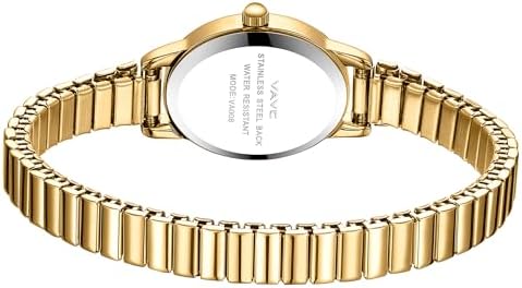 Small Gold Watches For Women Analog Womens Watch With Stainless Steel Expansion Band Oval Case Roman Dial Water Resistant