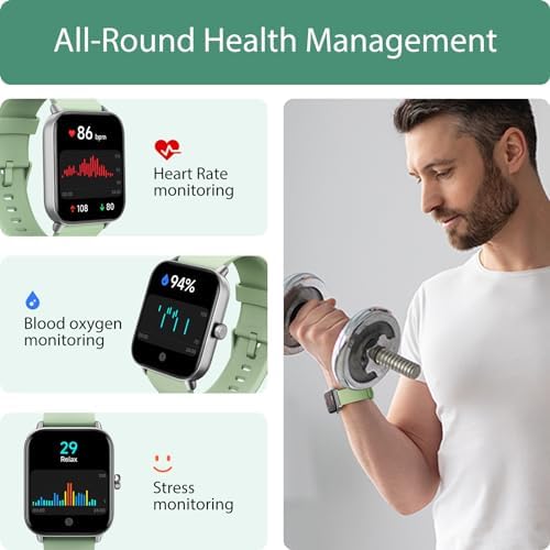 Smart Ring For Women (Alexa Built-in & Bluetooth Call) 1.8" Smartwatch With SpO2/Heart Rate/Sleep/Stress Monitor Calorie/Step/Distance Counter 100 Sport Modes IP68 Fitness Watch For Android IOS