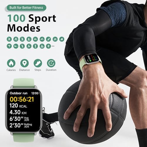 Smart Ring For Women (Alexa Built-in & Bluetooth Call) 1.8" Smartwatch With SpO2/Heart Rate/Sleep/Stress Monitor Calorie/Step/Distance Counter 100 Sport Modes IP68 Fitness Watch For Android IOS