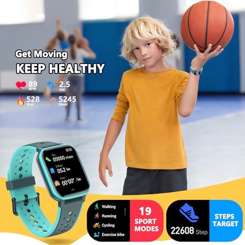 Smart Watch For Kids Teens No Phone Needed Fitness Tracker Boy Girls Watch With 19 Sport Modes Pedometer Sleep Monitor Kids Watch Birthday Gifts Toy Gift For Girls Boys 6-16 (Green)