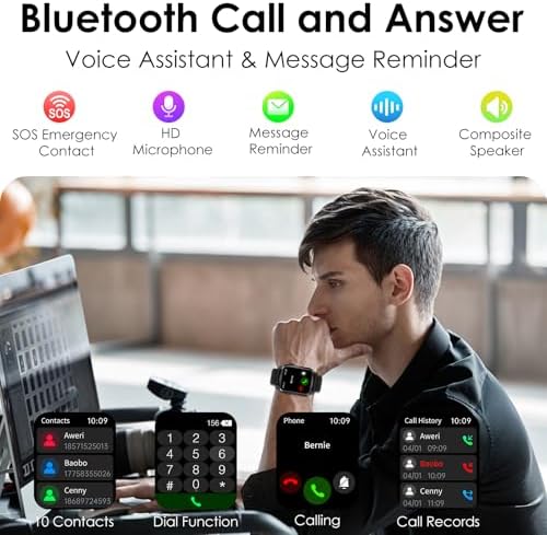 Smart Watch For Men Women 1.85" HD Health Watch With Answer/Make Call LED Flashlight Video Dynamic Watchface 24H Heart Rate SpO2 Stress Sleep GΙυ