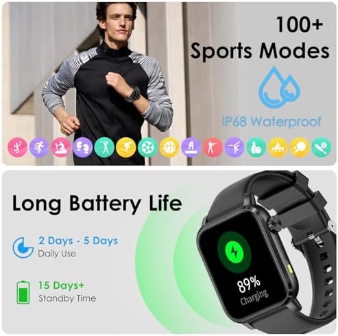 Smart Watch For Men Women 1.85" HD Health Watch With Answer/Make Call LED Flashlight Video Dynamic Watchface 24H Heart Rate SpO2 Stress Sleep GΙυ