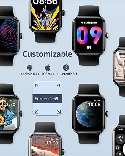 Smart Watch For Men Women Android IPhone Alexa Built-in Fitness Watch With 1.8" LCD Screen & Bluetooth Call (Make/Answer) Heart Rate/SpO2/Sleep Monitor 100 Sports IP68 Waterproof Smartwatch