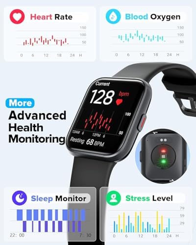 Smart Watch For Men Women Android IPhone Alexa Built-in Fitness Watch With 1.8" LCD Screen & Bluetooth Call (Make/Answer) Heart Rate/SpO2/Sleep Monitor 100 Sports IP68 Waterproof Smartwatch