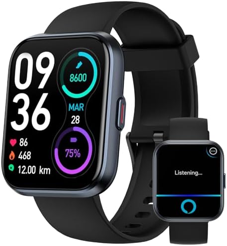 Smart Watch for Men Women Android iPhone Alexa Built-in Fitness Watch with 1.8" LCD Screen & Bluetooth Call (Make/Answer) Heart Rate/SpO2/Sleep Monitor 100 Sports IP68 Waterproof Smartwatch