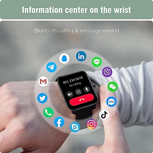 Smart Watch For Men Women With Bluetooth Calling Alexa Built-in 1.8" HD Screen Smartwatch With Blood Oxygen Heart Rate Sleep Monitor 100 Sports Modes For IPhone Android Phones