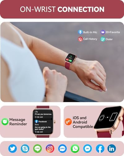 Smart Watch For Women Android & IPhone Alexa Built-in 1.8" Touch Screen Fitness Watch With Answer/Make Calls IP68 Waterproof Heart Rate/Sleep/SpO2 Monitor Pedometer 120+ Sport Modes