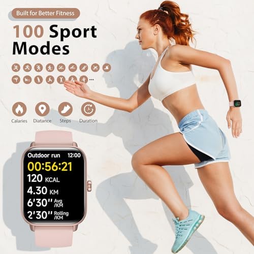 Smart Watch For Women Android & IPhone Alexa Built-in 1.8" Fitness Tracker With Answer/Make Call IP68 Waterproof/SpO2/Heart Rate/Sleep/Monitor Activity Tracker For 100+Sport Modes