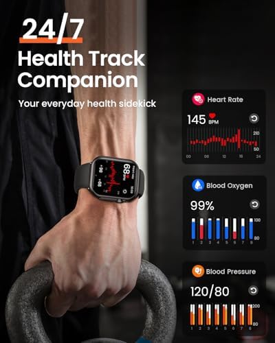 Smart Watch For Women For IPhone&Android: 100 Day+Battery Life Smart Watch Bluetooth Call With 24/7 SpO2 Sleep Heart Rate Monitor IP68 Waterproof Fitness Tracker With 120+Sport Reloj Black 2 Bands