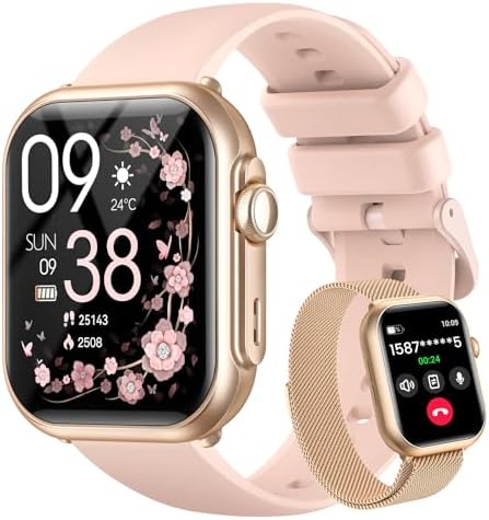 Smart Watch for Women for iPhone&Android: 100 Day+Battery Life Smart watch(Answer/Make Calls) with 24/7 SpO2 Sleep Heart Rate Monitor 5ATM Waterproof Fitness Tracker with 120+ Sport Reloj Inteligente