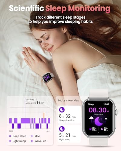 Smart Watch For Women For IPhone&Android: 100 Day+Battery Life Smart Watch(Answer/Make Calls) With 24/7 SpO2 Sleep Heart Rate Monitor 5ATM Waterproof Fitness Tracker With 120+ Sport Mode Reloj Sliver