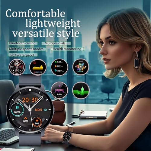 Smart Watch For Women Men 1.46" HD Touchscreen With 7Day Battery 128 Sports Modes Fitness Tracker Heart Rate/Sleep Monitor IP68 Waterproof Smartwatch(Answer/Make Calls) Magnetic Fast Charging