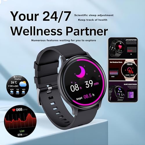 Smart Watch For Women Men 1.46" HD Touchscreen With 7Day Battery 128 Sports Modes Fitness Tracker Heart Rate/Sleep Monitor IP68 Waterproof Smartwatch(Answer/Make Calls) Magnetic Fast Charging
