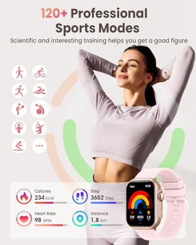 Smart Watch For Women Men Fitness: Smart Watch For IPhone&Android Bluetooth Call With SpO2 Sleep Heart Rate Monitor IP68 Fitness Tracker With 120+Sport Reloj Inteligente 30 Day+Battery Life 2 Bands