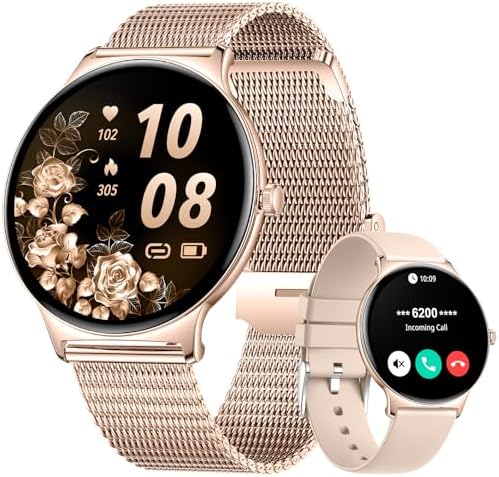 Smart Watches for Women 1.43" AMOLED Display Fitness Tracker with Bluetooth Make/Answer Call Heart Rate/Female Cycle/Sleep Monitor 100+ Sports Modes IP67 Waterproof for Android/iPhone