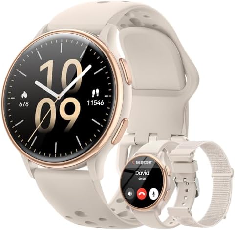 Smart Watches for Women(Answer/Make Calls) 1.27'' AMOLED Screen Activity Trackers with Heart Rate/Sleep/SpO2 Monitor Smartwatch for iPhone/Samsung/Android 120+ Sport Modes IP68 Fitness Watch 3Bands