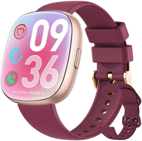 Smart Watches for Women Men Fitness: Fitness Tracker with Make/Recive Call 10-Day Battery Life Heart Rate SpO2 Sleep Monitor 120 Sport Mode IP68 Waterproof Smartwatch for iOS Android Phones Wine Red