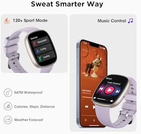 Smart Watches For Women Men Fitness: Fitness Tracker With Make/Recive Call 10-Day Battery Life Heart Rate SpO2 Sleep Monitor 120 Sport Mode IP68 Waterproof Watch For IOS Android Phones Lavender Purple