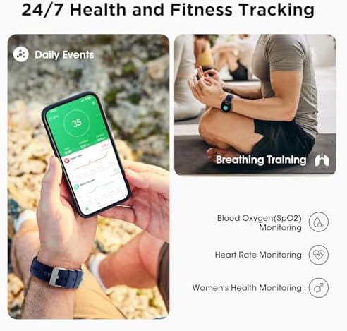 Smart Watches For Women Men Gifts: Fitness Tracker With Make/Recive Call 10-Day Battery Life Heart Rate SpO2 Sleep Monitor 120 Sport Mode 5ATM Waterproof Smartwatch For IOS Android Phones Deep Blue