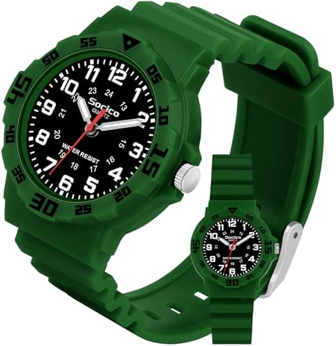 SOCICO Children Analog Watch for Boys Girls Waterproof Time Teaching Watch with Soft Band Learning Time Wrist Watch Easy to Read Christmas Gifts for Kids Ages 3-12 Great Gifts