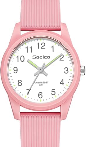 SOCICO Kids Analog Watch for Boys Girls Easy to Read Learning Time Watch 50M Waterproof Soft Band Wristwatch for Ages 4-12 Great Gift for Children