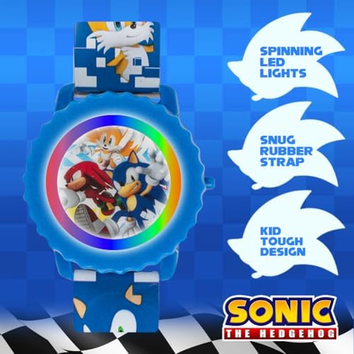 Sonic The Hedgehog Kids Digital Watch – Flashing LED Light-Up Display Easy-to-Read Time Adjustable Strap And Sonic Character Design – Fits Wrists From 5.5" To 8"