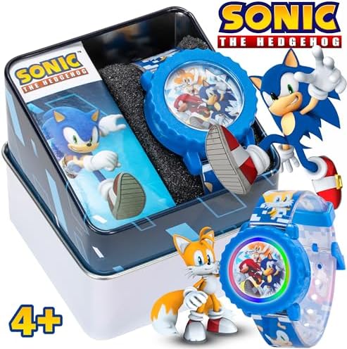 Sonic The Hedgehog Kids Digital Watch – Flashing LED Light-Up Display Easy-to-Read Time Adjustable Strap And Sonic Character Design – Fits Wrists From 5.5" To 8"