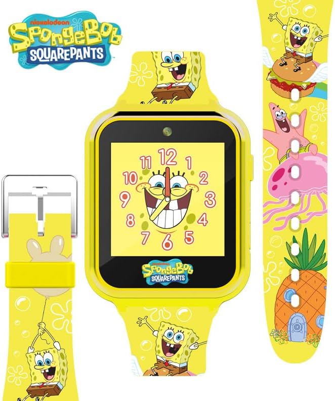 SpongeBob SquarePants Kids Smart Watch Touchscreen With Camera Games Stopwatch Alarm Fitness Tracker Photo Video Recorder – Fits Wrist Sizes 5.5" To 8"