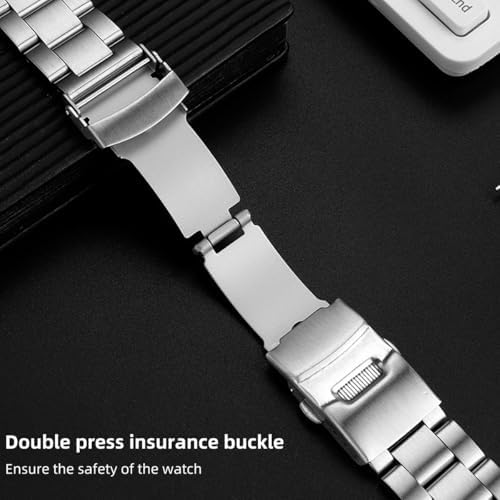Stainless Steel Watch Band Curved Ends Tapered 18mm 19mm 20mm 21mm 22mm 24mmFlexible Metal Watch Strap Smartwatch Bracelet Deployment Double FlipLock Buckle Silver Black Gold