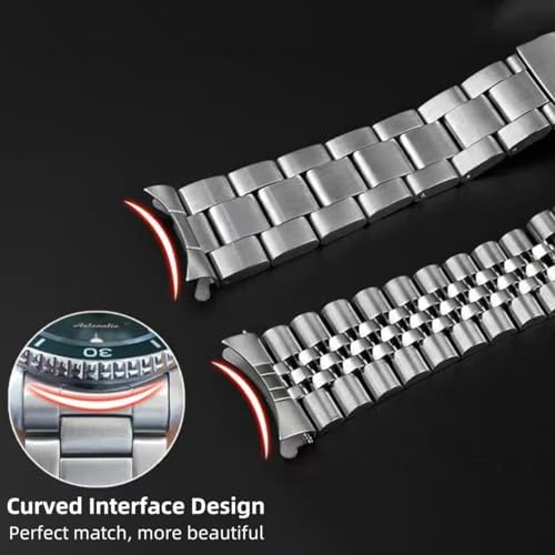 Stainless Steel Watch Band Curved Ends Tapered 18mm 19mm 20mm 21mm 22mm 24mmFlexible Metal Watch Strap Smartwatch Bracelet Deployment Double FlipLock Buckle Silver Black Gold