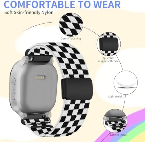 Stretchy Bands For Gizmo Watch Band For Kids Compatible With Gizmo Watch 3 2 1/ Gabb Watch 3 2 1/ SyncUP/Cosmo JrTrack Watch Soft Breathable Nylon Stretch Strap With Magnetic Clasp For Boys And Girls